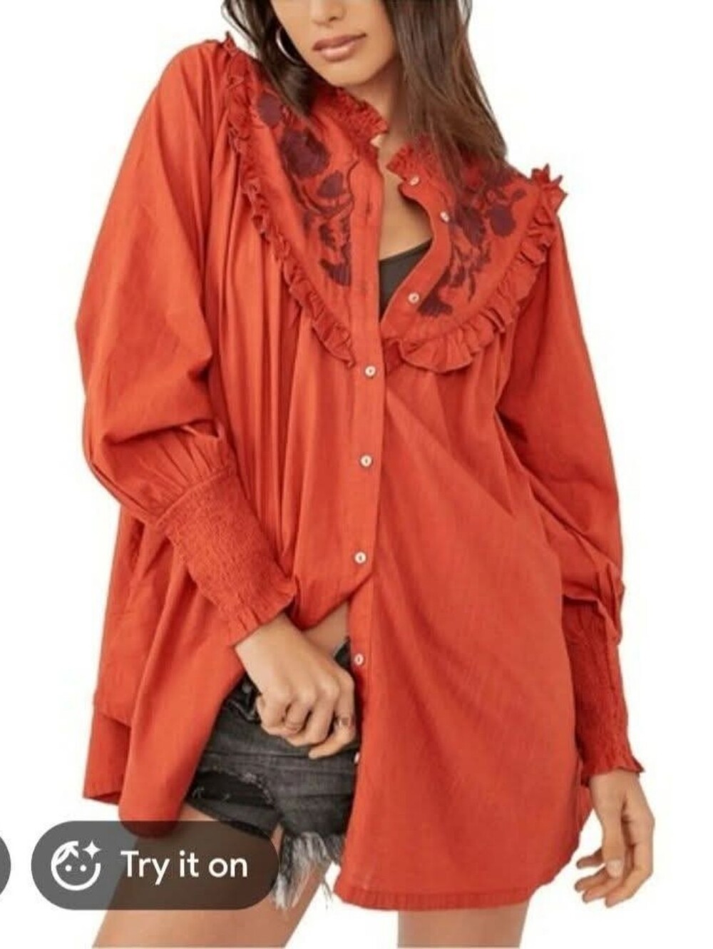Free People Blouse Sz Xs Boho Oversized Fit